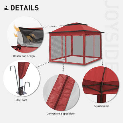 Gardenbee 11'x11' Pop Up Gazebo for Patios Gazebo Canopy Tent