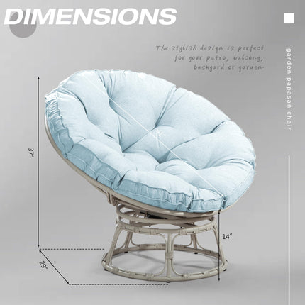 Papasan Chair with Cushion and 360 Degree Swivel Base