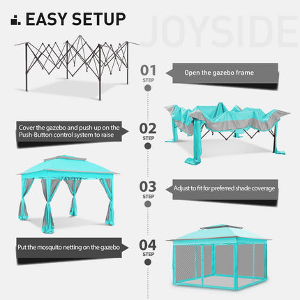 Gardenbee 11'x11' Pop Up Gazebo for Patios Gazebo Canopy Tent