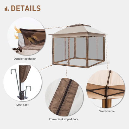 Gardenbee 11'x11' Pop Up Gazebo for Patios Gazebo Canopy Tent