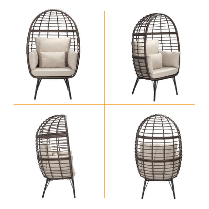 Wicker Egg Chair Outdoor with Ottoman - Indoor Egg Chair