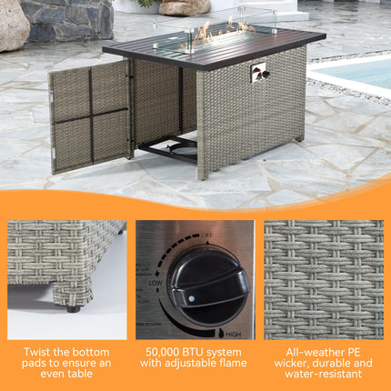 Rattan Propane Fire Pit Table