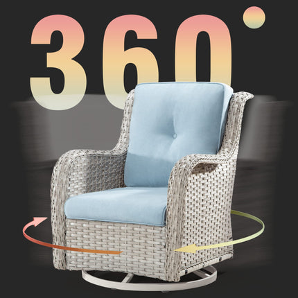 Outdoor 360 Degree Swivel Rocker Patio Chairs Sets of 2 and Matching Side Table