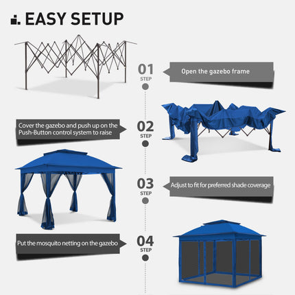 Gardenbee 11'x11' Pop Up Gazebo for Patios Gazebo Canopy Tent