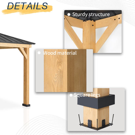 Double Hardtop Roof Wood Gazebo