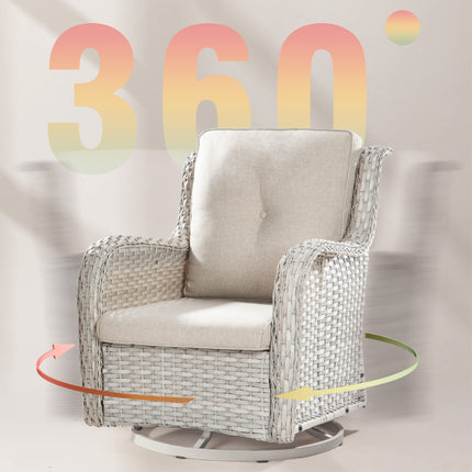 Outdoor 360 Degree Swivel Rocker Patio Chairs Sets of 2 and Matching Side Table