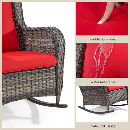 Gardenbee Patio Wicker Rocking Chair- Rattan Rocker Chair