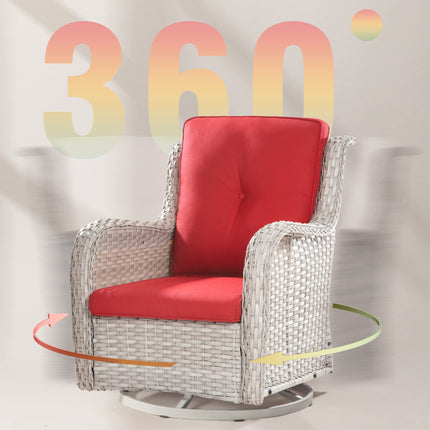 Outdoor 360 Degree Swivel Rocker Patio Chairs Sets of 2 and Matching Side Table