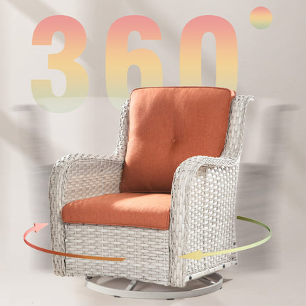 Outdoor 360 Degree Swivel Rocker Patio Chairs Sets of 2 and Matching Side Table