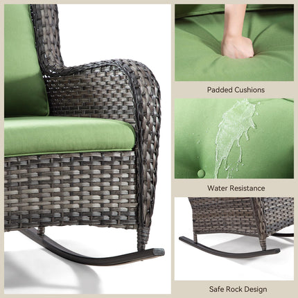 Gardenbee Patio Wicker Rocking Chair- Rattan Rocker Chair