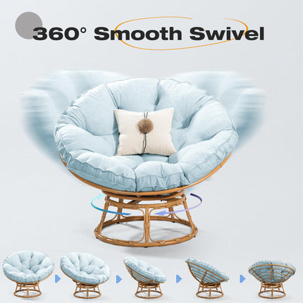 Papasan Chair with Cushion and 360 Degree Swivel Base