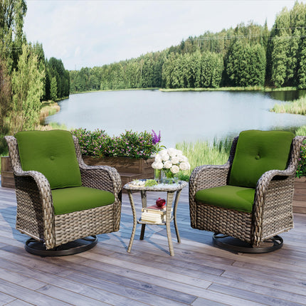 Outdoor Swivel Rocker Chairs Set of 2 and Matching Side Table