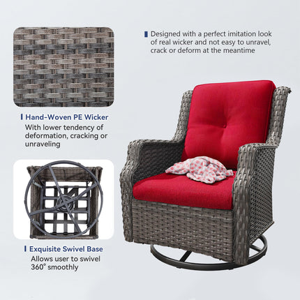 Outdoor Swivel Rocker Patio Chair - 360 Degree Patio Swivel Glider Chair