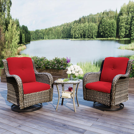 Outdoor Swivel Rocker Chairs Set of 2 and Matching Side Table