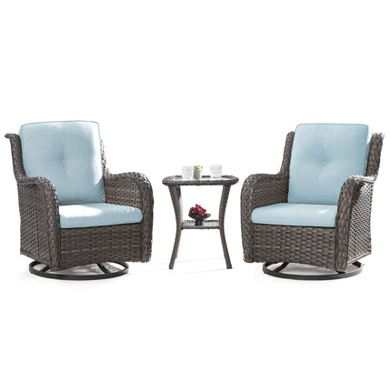 Outdoor Swivel Rocker Chairs Set of 2 and Matching Side Table