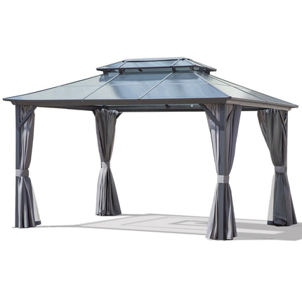 Outdoor Hardtop Gazebo with Double-Tier Polycarbonate Roof