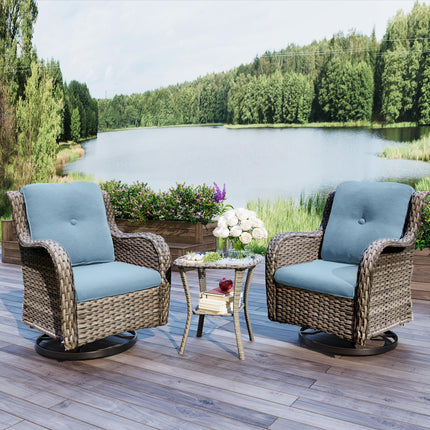 Outdoor Swivel Rocker Chairs Set of 2 and Matching Side Table