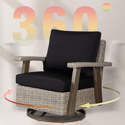 Outdoor 360 Degree Swivel Rocker Chair Patio Rattan Chair