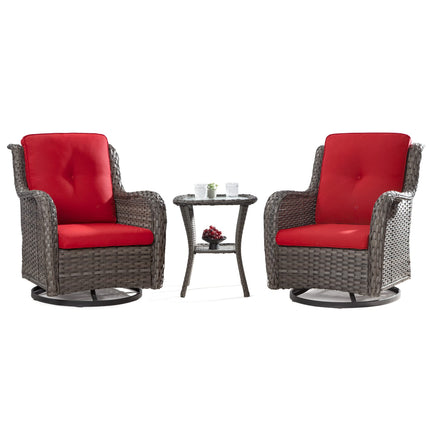 Outdoor Swivel Rocker Chairs Set of 2 and Matching Side Table